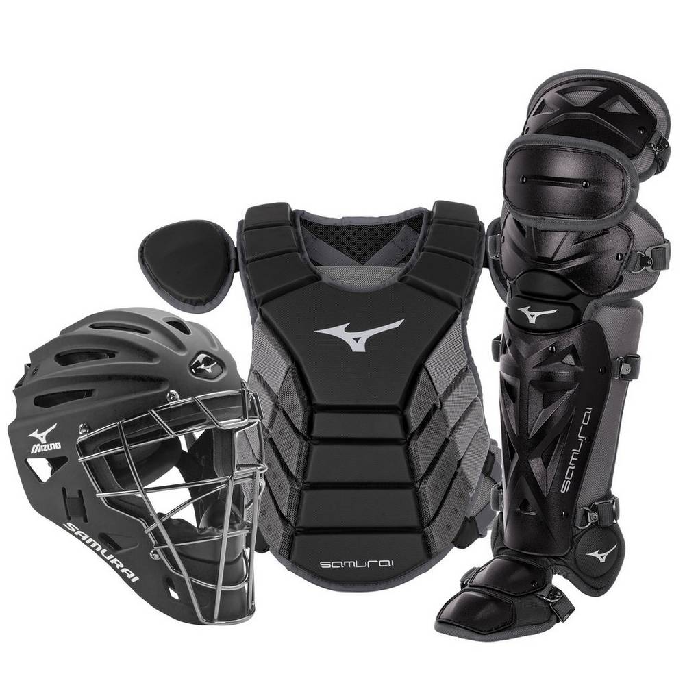 Mizuno Men's Samurai Adult 15" Baseball Boxed Catcher’s Gear Set Black/Grey (380418-KCM)